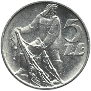 Polska, PRL, Rybak, 5 złotych 1960, Warszawa, UNC