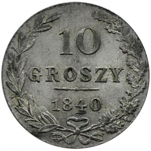 Mikołaj I, 10 groszy 1840 MW, Warszawa, bardzo ładne