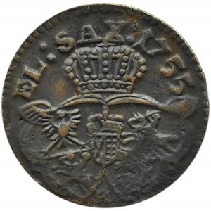 August III Sas, grosz miedziany 1755, Gubin, mały krążek