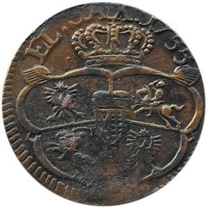 August III Sas, grosz miedziany 1755, Gubin, normalny krążek