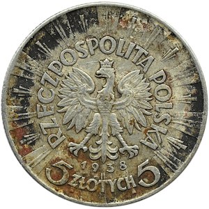 Polska, II RP, Józef Piłsudski, 5 złotych 1938, Warszawa