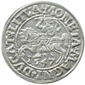 Zygmunt II August, półgrosz 1547, Wilno, bardzo ładny