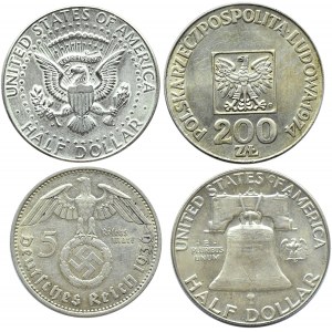 USA/Niemcy/Polska, lot 4 srebrnych monet