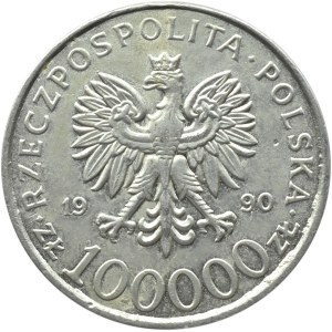 Polska, III RP, 100000 złotych 1990, Solidarność, falsyfikat z epoki, cynk, rzadki