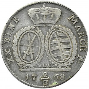 Niemcy, Saksonia, Fryderyk August II, 2/3 talara (gulden) 1768 EDC, Drezno