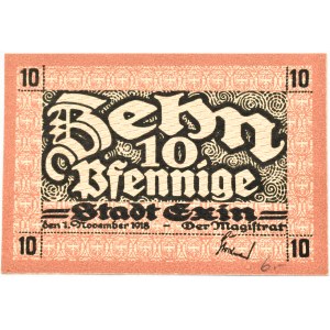 Exin, Kcynia, Los 10 und 25 Pfennige 1918, UNC Zustand