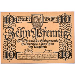 Sommerfeld, Lubsko, 10 pfennig 1920, UNC