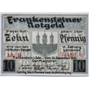 Frankenstein, Ząbkowice Śląskie, 10 pfennig 1920, UNC