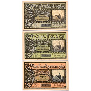 Arys, Orzysz, lot 3 notgeldów 1920, UNC