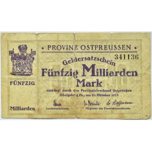 Konigsberg, Królewiec, 50 miliardów marek 1923, numer 341136