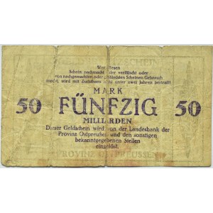 Konigsberg, Królewiec, 50 miliardów marek 1923, numer 341136