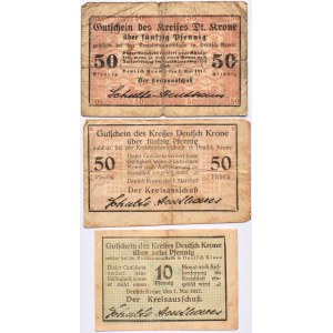 Deutsch Krone, Wałcz, lot 3 notgeldów 1917