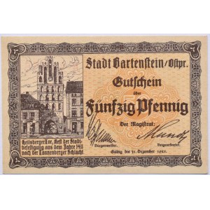 Bartenstein, Bartoszyce, 50 pfennig 1921, UNC