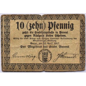 Berent, Kościerzyna, 10 pfennig 1917, rzadkie