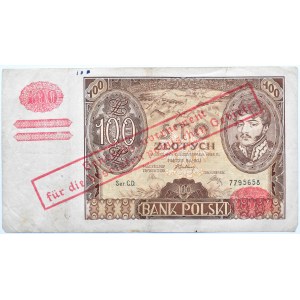 Poland, General Government, 100 zloty 1934, CD series, false overprint