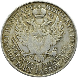 Mikołaj I, 5 złotych 1831 K.G., Warszawa