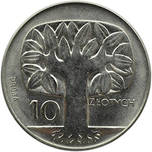 Polska, PRL, 100 złotych 1964, Drzewo, próba niklowa, Warszawa, UNC