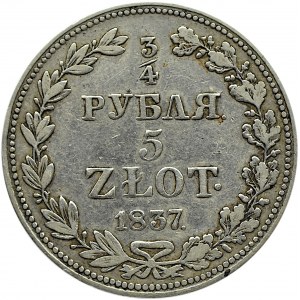 Mikołaj I, 3/4 rubla/5 złotych 1837 MW, Warszawa