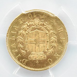 Włochy, Vittorio Emanele II, 10 lirów 1863, Turyn, PCGS MS63