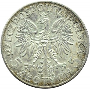 Polska, II RP, Głowa kobiety, 5 złotych 1934, Warszawa