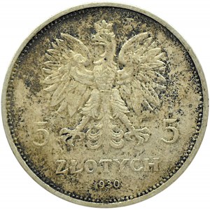 Polska, II RP, Sztandar, 5 złotych 1930, Warszawa