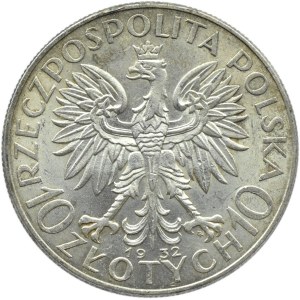 Polska, II RP, Głowa kobiety, 10 złotych 1932, ze znakiem mennicy, Warszawa