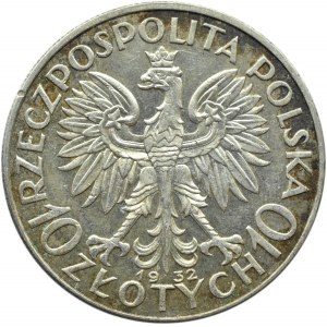 Polska, II RP, Głowa kobiety, 10 złotych 1932, bez znaku mennicy, Warszawa