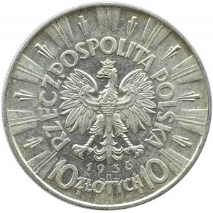 Polska, II RP, Józef Piłsudski, 10 złotych 1936, Warszawa, ładny