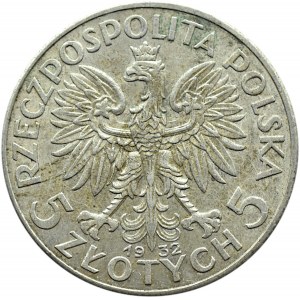 Polska, II RP, Głowa kobiety, 5 złotych 1932 bez znaku mennicy, Warszawa