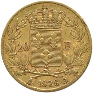 Francja, Karol X, 20 franków 1828 A, Paryż