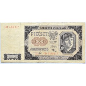 Polska, RP, 500 złotych 1948, seria CD, Warszawa