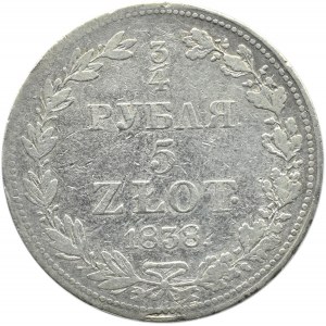 Mikołaj I, 3/4 rubla/5 złotych 1838 MW, Warszawa