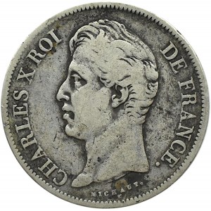 Francja, Karol X, 5 franków 1829 L, Bayonne