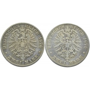 Niemcy, Prusy, Wilhelm II, lot 2 marki 1876 A/C, Berlin/Frankfurt