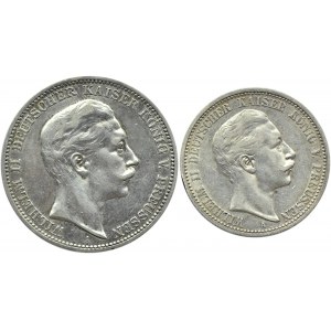 Niemcy, Prusy, Wilhelm II, lot dwóch monet 1907-1910 A, Berlin