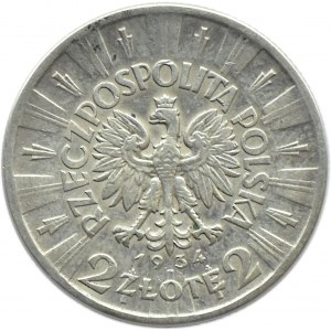 Polska, II RP, J. Piłsudski, 2 złote 1934, Warszawa