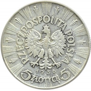 Polska, II RP, Józef Piłsudski, 5 złotych 1936, Warszawa