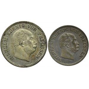 Niemcy, Prusy, Wilhelm I, lot 1 i 2 1/2 grosza 1870 B, Hannover