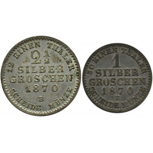 Niemcy, Prusy, Wilhelm I, lot 1 i 2 1/2 grosza 1870 B, Hannover