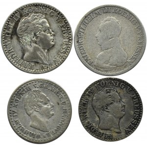 Niemcy, Prusy, Fryderyk Wilhelm, lot czterech srebrnych monet 1817-1849