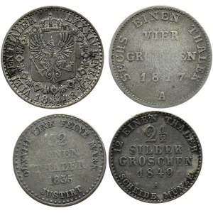 Niemcy, Prusy, Fryderyk Wilhelm, lot czterech srebrnych monet 1817-1849