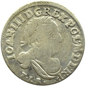 Jan III Sobieski, szóstak 1683 TLB, Bydgoszcz, herb Jelita, 10 klejnotów w koronie