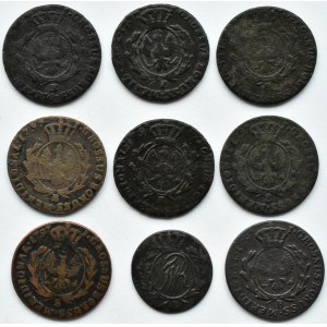 Prusy Południowe, lot miedzianych monet, 9 sztuk
