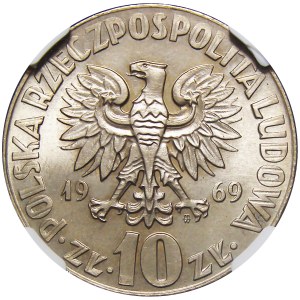 Polska, PRL, 10 złotych 1969, M. Kopernik NGC MS66