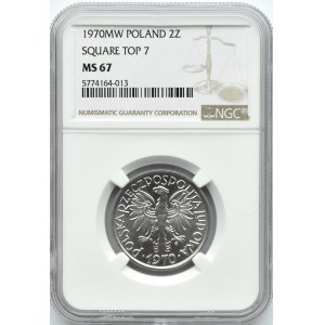 Polska, PRL, Jagody, 2 złote 1970, Warszawa, NGC MS67 - 2 MAX