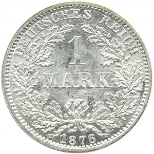 Niemcy, Prusy, 1 marka 1876 A, Berlin, wybitny menniczy egzemplarz