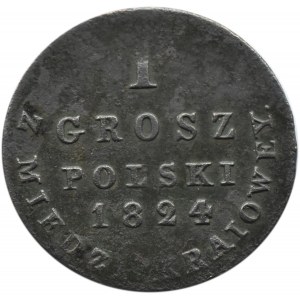 Aleksander I, 1 grosz 1824 I.B. z miedzi krajowej, Warszawa