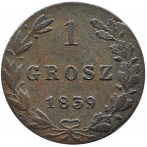 Mikołaj I, 1 grosz 1839 MW, Warszawa, małe cyfry daty