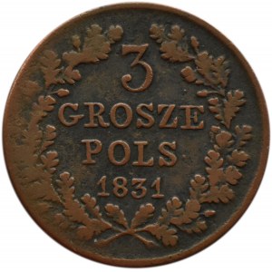 Powstanie Listopadowe, 3 grosze 1831 K.G., Warszawa