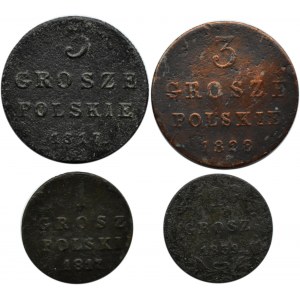 Mikołaj I, lot 1 i 3 grosze 1817-1839 F.H., Warszawa